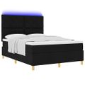 vidaXL LED box s pružinami s čelnou doskou Čierna 160 x 200 cm látka