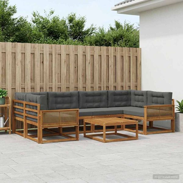 vidaXL Záhradná súprava gaučov 7 pcs Prírodná a antracitová