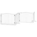 vidaXL Brána pre psa s dverami sklad. 4pan. biela 320cm topoľové drevo