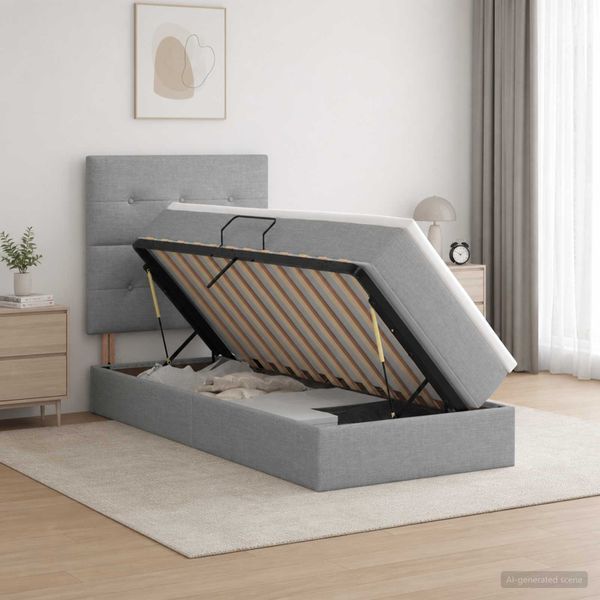 vidaXL Postel s úložným prostorem a matrací Svetlosivá 90 x 200 cm
