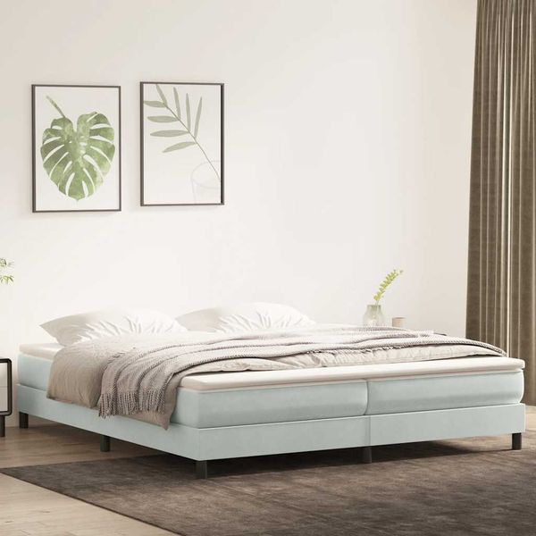 vidaXL Box Spring Posteľ bez matraca Svetlosivá 200x220 cm Zamat