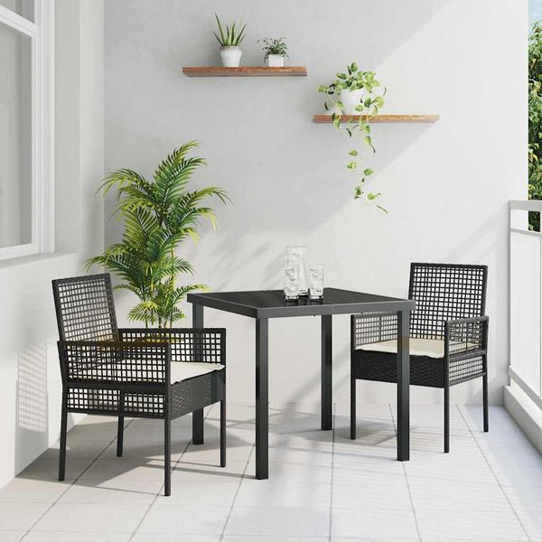 vidaXL Záhradná stolička 2 pcs Čierna 55 x 53 x 85 cm polyratan