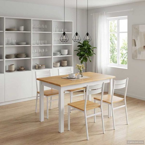VidaXL Jedálenský stôl EKAI Biela 112 x 70 x 76,5 cm Borovicový masív