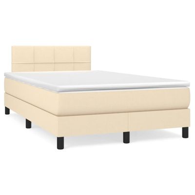 vidaXL Boxspring posteľ s matracom a LED krémová 120x190 cm látka