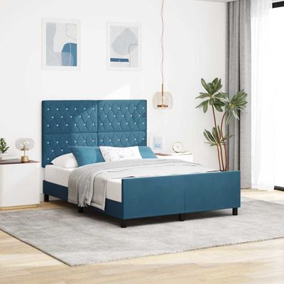 vidaXL Posteľ s pružinovým rámom Tmavomodrá 160 x 200 cm Zamat