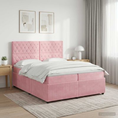vidaXL Posteľ boxspring s matracom Ružová 200 x 200 cm Zamat