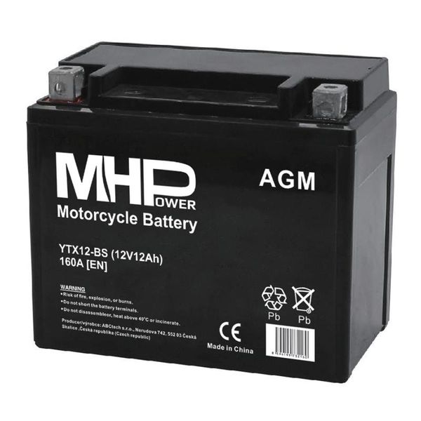Batéria motocyklová 12V / 12Ah MHPower YTX12-BS