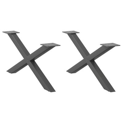 vidaXL Nohy konferenčného stolíka v tvare X, 2 ks, antracitové, 70 x (30-31) cm, oceľ