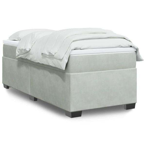 vidaXL Posteľný rám boxsping s matracom bledosivý 90x200 cm zamat