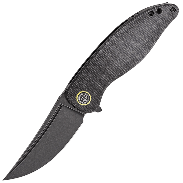 Petrified Fish PFP06DMDW Simum vreckový nôž 8,9 cm, Black Stonewash, čierna, Micarta