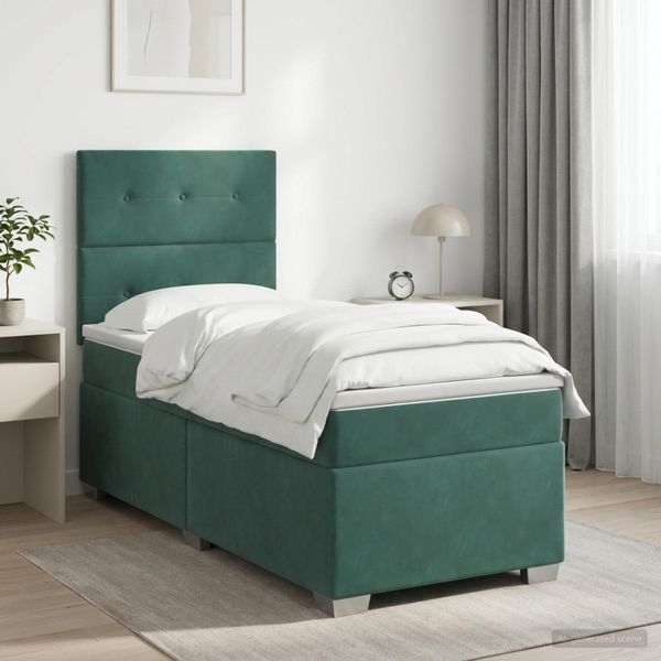 vidaXL Posteľ boxspring s matracom Tmavozelená 80 x 200 cm Zamat