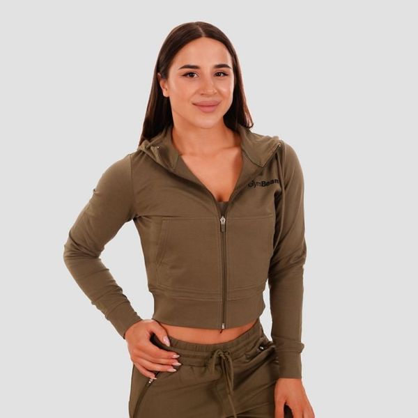 Dámska mikina Zip-up TRN olive - GymBeam, veľkosť S, veľkosť oblečenia S