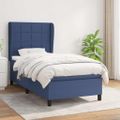 vidaXL Posteľný rám boxspring s matracom modrý 90x190 cm látka