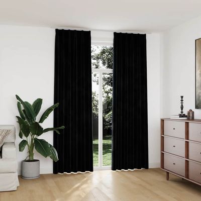 vidaXL Zatemňovacie závesy 2 ks s háčikmi, zamat, čierne 140x245 cm