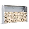 vidaXL Regál na krbové drevo s pláštenkou 250x25x150 cm
