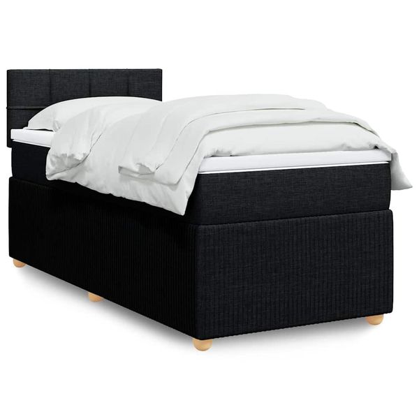 vidaXL Posteľný rám boxspring s matracom čierny 90x200 cm látka