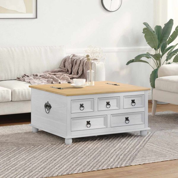 vidaXL storage box Biela 90 x 78 x 45 cm Masívne borovicové drevo