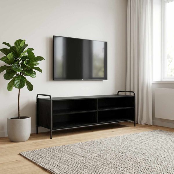 vidaXL TV skrinka 140 x 39,5 x 50 cm Čierny dub Kompozitné drevo