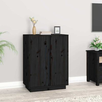 vidaXL Komoda čierna 60x35x80 cm borovicový masív