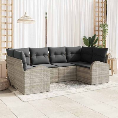 vidaXL Súprava záhradných pohoviek 6 pcs Svetlosivá polyratan