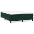 vidaXL Posteľný rám s boxspringom tmavozelený 140x200 cm zamat