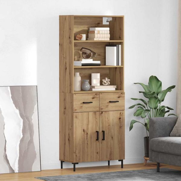 vidaXL Highboard Remeselný dub 69,5 x 34 x 180 cm Kompozitné drevo