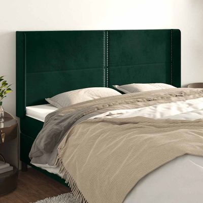 vidaXL Čelo postele so záhybmi tmavozelený 203x16x118/128 cm zamat