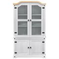 vidaXL Vitrína Biela 103.5 x 42 x 180 cm Masívne borovicové drevo
