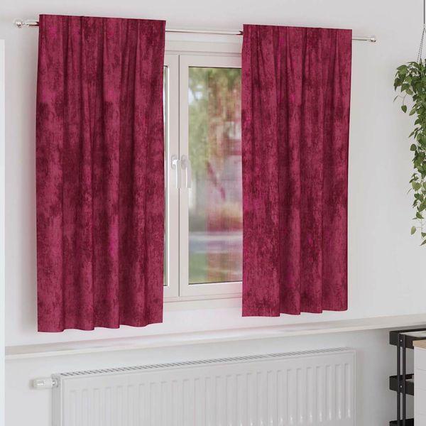 vidaXL Sametové závesy 2 pcs vínovo červená 175 x 140 cm Zamat