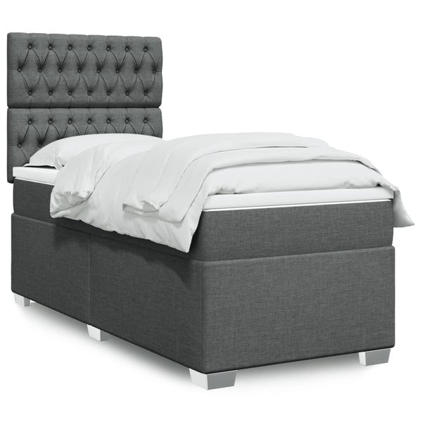 vidaXL Boxspring posteľ s matracom tmavosivá 90x200 cm látka