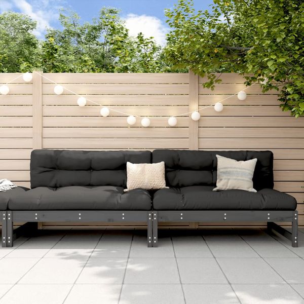 vidaXL Záhradné stredové pohovky 2 ks sivé 120x80 cm borovicový masív