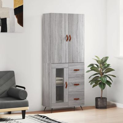 vidaXL Vysoká skrinka sivý dub sonoma 69,5x34x180 cm spracované drevo