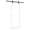 vidaXL Posuvné dvere Biela 83 x 202 cm Masívne borovicové drevo a sklo
