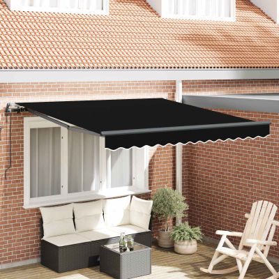 vidaXL Sklopná markíza Čierna 300 x 250 cm Tkanina a hliník