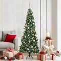 vidaXL Rohový umelý vianočný strom s 300 LED-i Zelená 180 cm PVC a kov