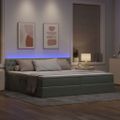 vidaXL LED úložná posteľ s matracom Svetlosivá 200 x 200 cm Zamat