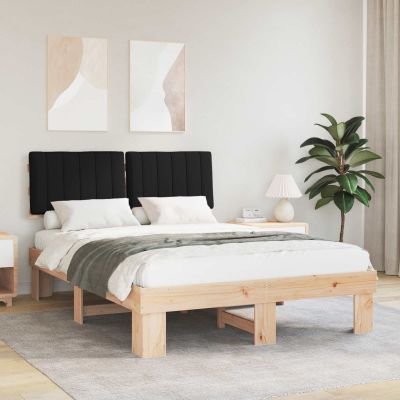 vidaXL Rám postele s čalúneným čelom Čierna 140 x 200 cm