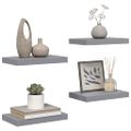 vidaXL Plávajúce nástenné police 4 ks, sivé 40x23,5x3,8 cm, MDF