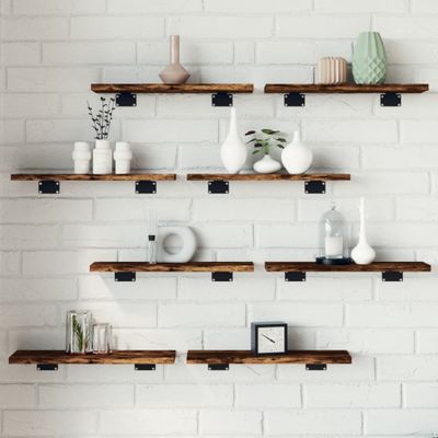 vidaXL Nástenné police 8 ks dymový dub 40x10x1,5 cm kompozitné drevo