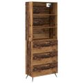 vidaXL Highboard Staré drevo 69,5 x 34 x 180 cm Kompozitné drevo