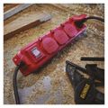 Prepojovací kábel EMOS P14131 / 3 m / 4 zásuvky / s vypínačom / černo-červený / guma-neopren / 1,5 mm2