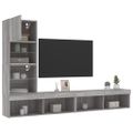 vidaXL 4-dielne TV nástenné skrinky s LED sivé sonoma kompozitné drevo
