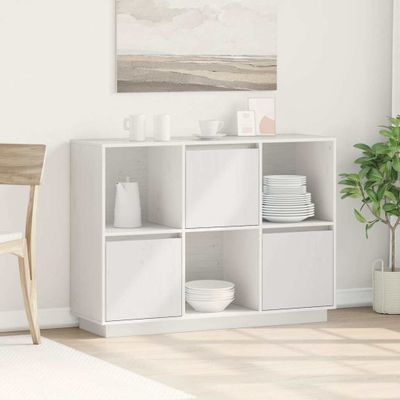 vidaXL Komoda biela 110,5x35x80 cm borovicový masív