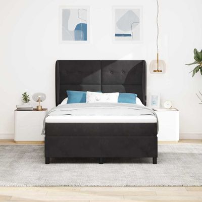 vidaXL Posteľ s pružinovým rámom Čierny 200 x 140 cm Zamat
