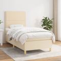 vidaXL Posteľný rám boxspring s matracom krémový 90x190 cm látka