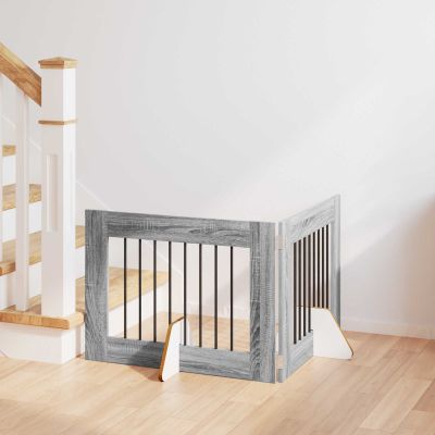 vidaXL Brána pre psov so stojanmi 2 pcs Sivá sonoma 80 x 60 cm