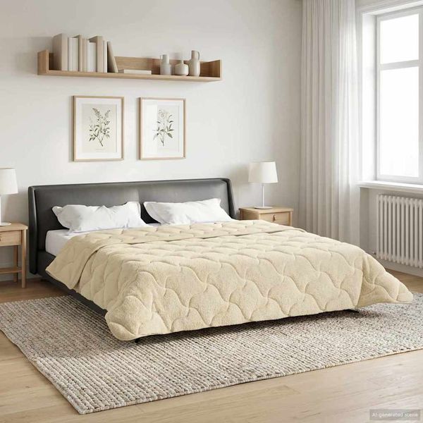 vidaXL Prikrývka na celý rok Šnurovaný Krémová 220 x 240 cm