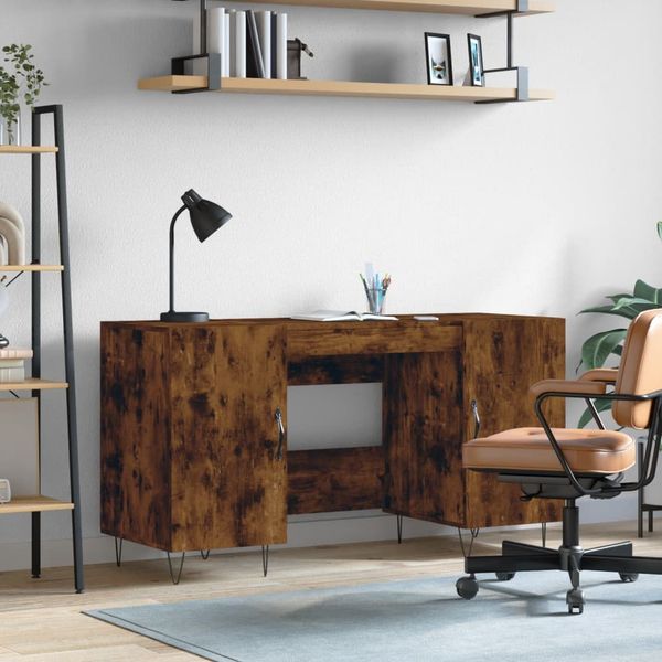 vidaXL Stôl dymový dub 140x50x75 cm kompozitné drevo