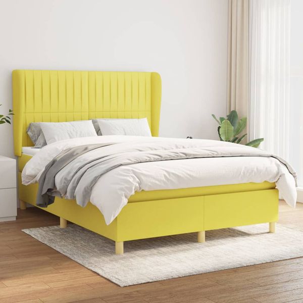 vidaXL Boxspring posteľ s matracom zelená 140x190 cm látka