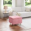 vidaXL Ottoman s Úložným Priestorom Ružová 60 x 60 x 45 cm Zamat